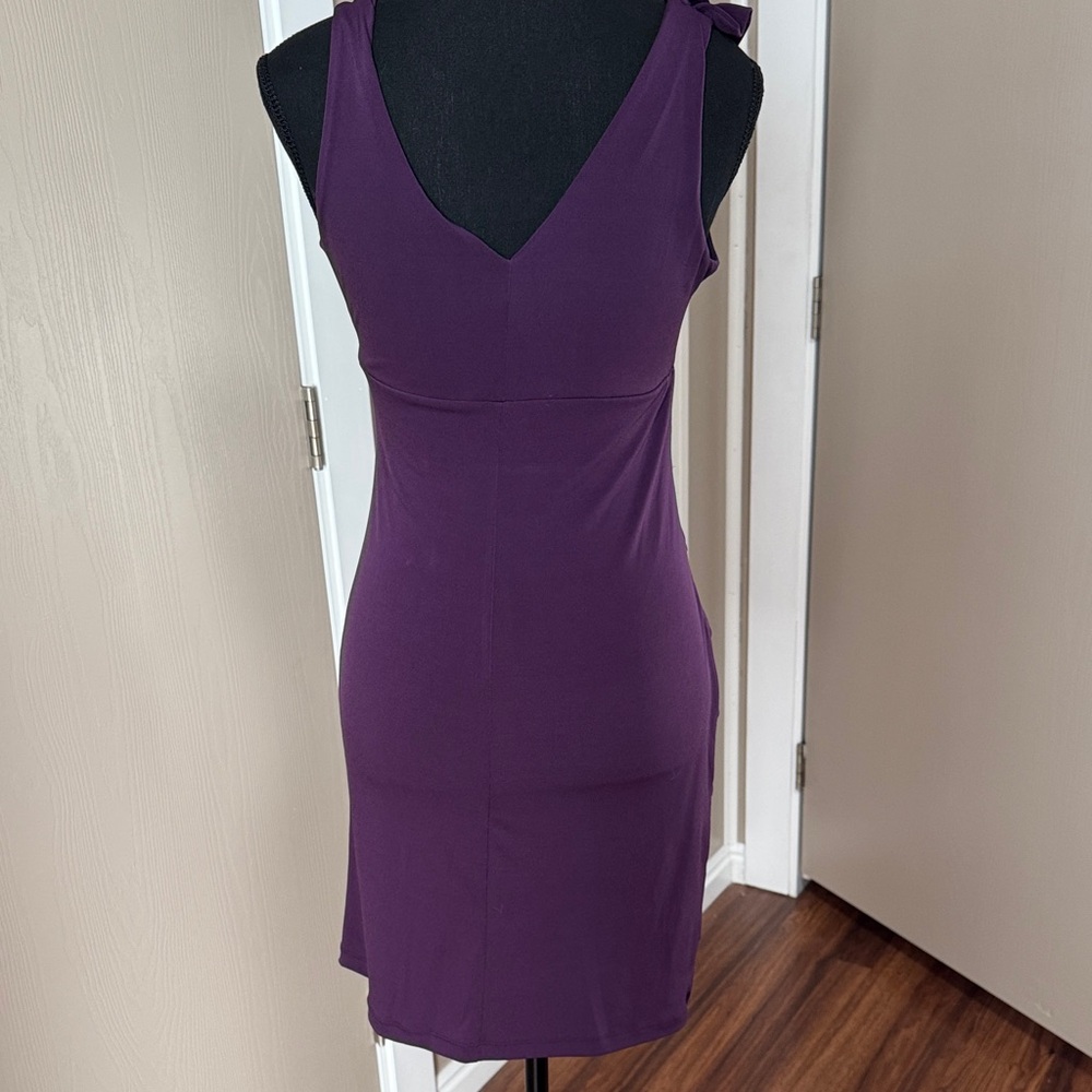 Enfocus Studio One-Shoulder Purple Ruffle Rosette Tiered Dress - Picture 7 of 8